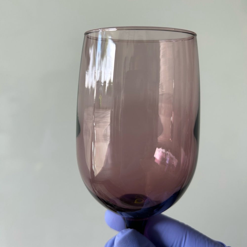 Retro Amethyst Wine Glasses Goblet Small Size 6in Set Of 4 - Picture 9 of 10